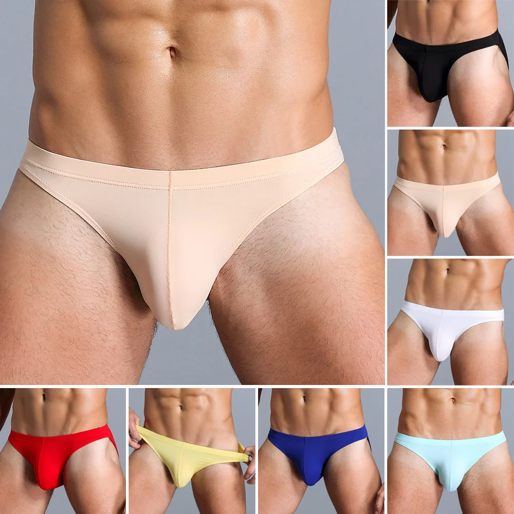 

Men's Sexy Briefs Breathable Low-waist U-convex Pouch Underpants Thong Solid Color Underwear Briefs Underpants