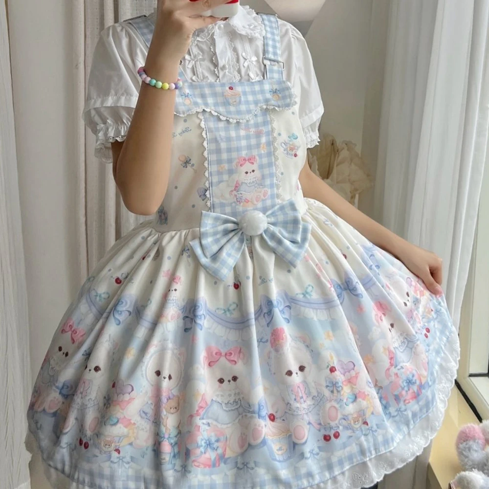

Qiqiao fairy tale original (sweet bear party) lolita genuine cute jsk strap skirt lolita daily lo y2k dress summer Regular Fit