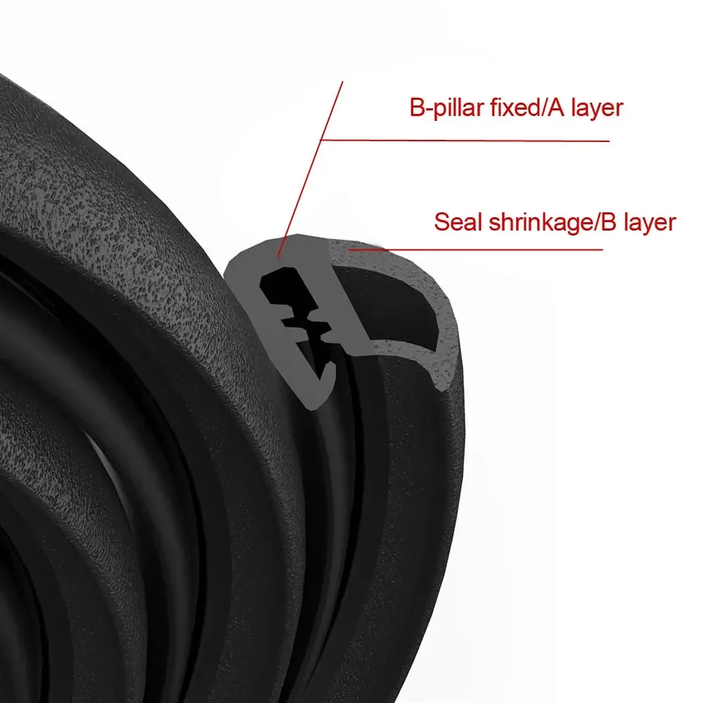 자동차 문짝 가장자리 웨더스트립 고무 씰링 B 기둥 소음 방풍 보호 전면 범용 자동차 실란트 장식 스트립, 1 개