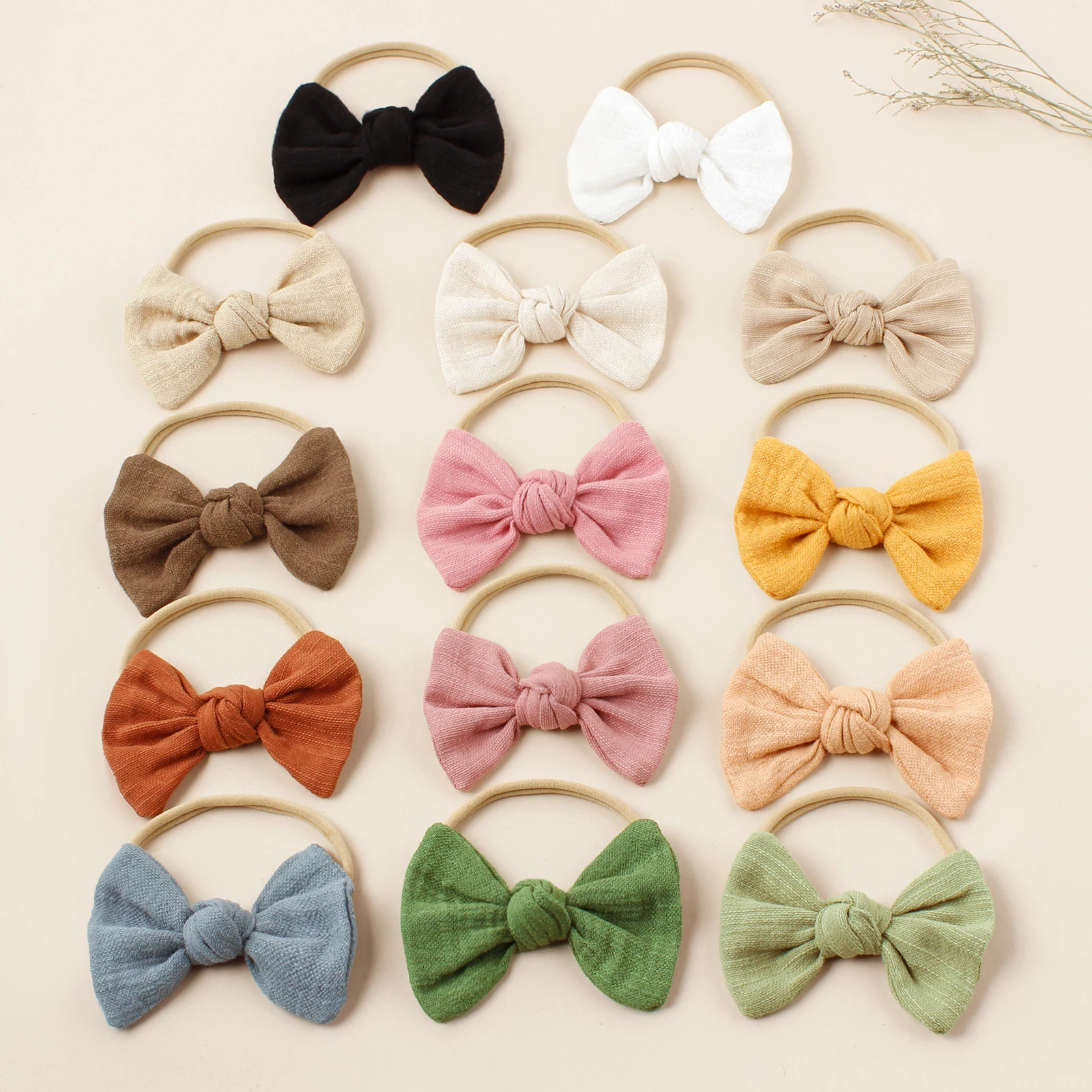 36pc/lot Newborn Cotton Bow Baby Nylon Headband Girls Soft Bowknot Nylon Hairbands Kid Hair Clips Barrettes Hair Accessories