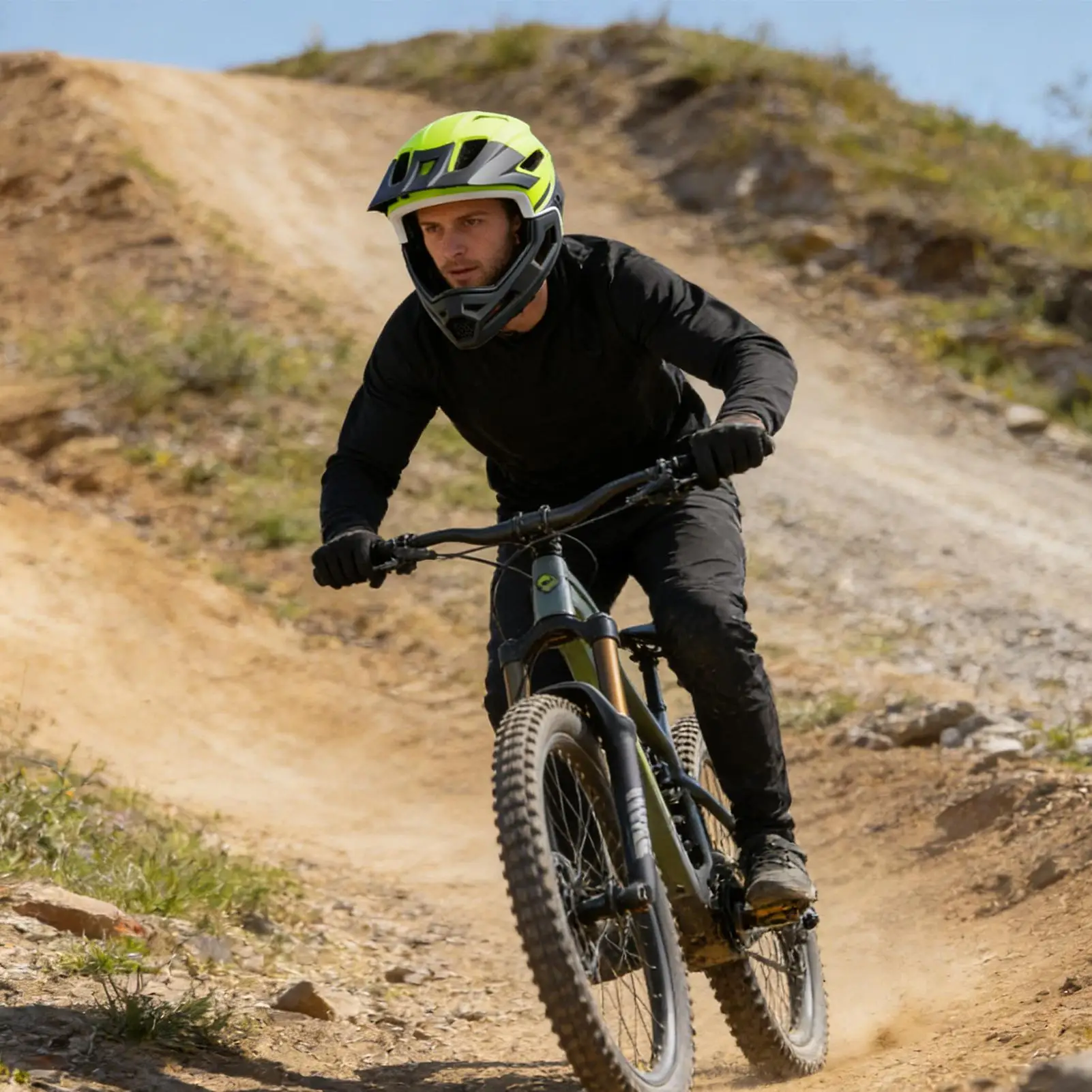 Mountain Bike Full Face Helmet Cycling Head Protection Shock Absorption Cycling Helmet For Bicycle Motocross Motorcycle Scooter