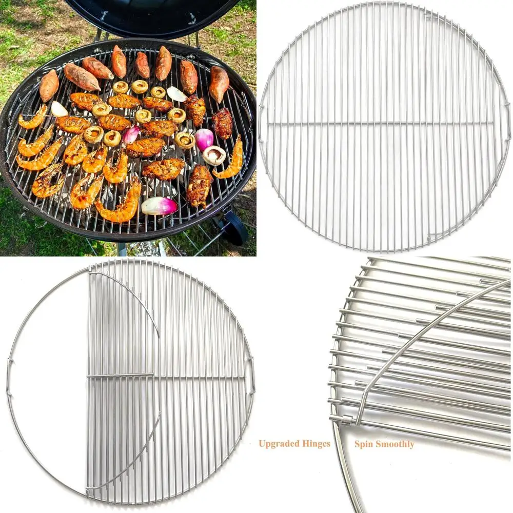 

Stainless Steel 304 Hinged Grill Grate, 21.5, 2-Zone Cooking, Compatible with Weber Charcoal Grills