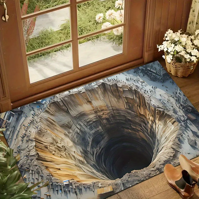VIKAMA Whimsical 3D Abyss Doormat Comfortably Soft and Warm, Washable Entrance Hallway Doormat Living Room Sofa Rug Home Decor