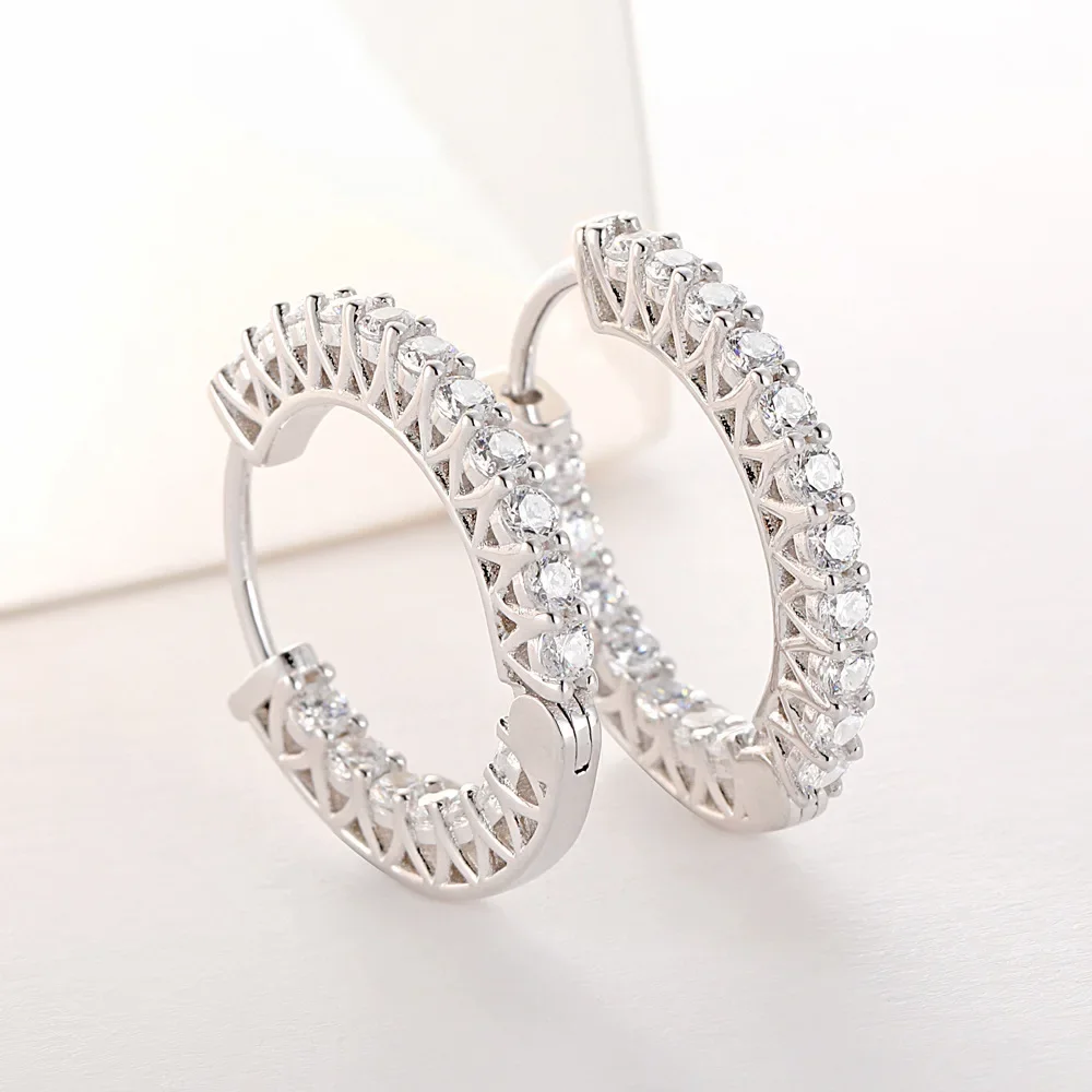 MuShan Brand Jewelry 925 Sterling Silver Earrings Cubic Zirconia 7A Leverback Formal Ladies Rhodium Plated Fine Jewelry Earring