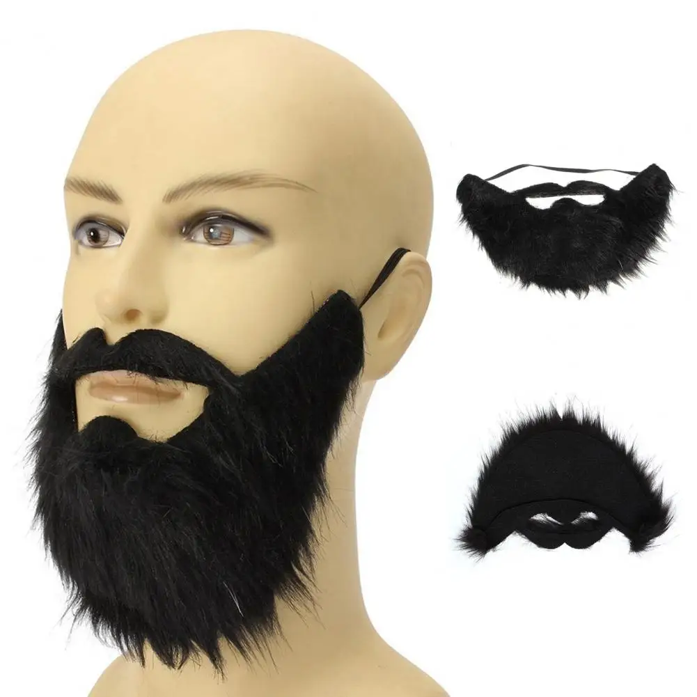 Fake Black Beard Halloween Costume Party Facial Hair Moustache Elasticated Halloween Party Prom Props Christmas Supplies