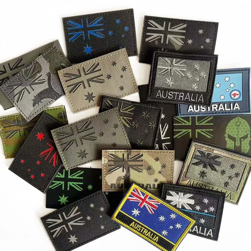 Aufnäher mit australischer Flagge, gestickte Applikation, PVC-Moral-Emblem, IR-infrarotreflektierendes Militärabzeichen, taktischer Aufkleber für Rucksack – Detail 4
