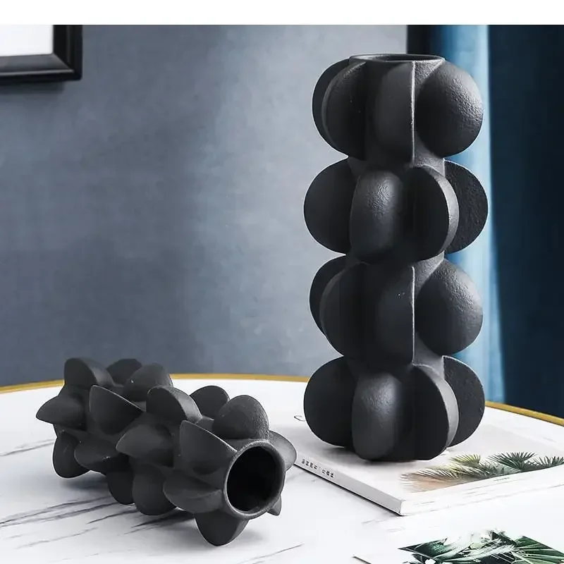 

#For Ceramic Vase Abstract Geometry Semicircle Three-dimensional Handicraft Ornaments Flower Home Decoration Accessories^