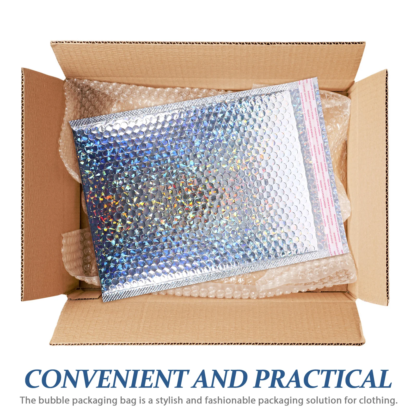 5Pcs Self Adhesive Bubble Packaging Bags Shock Absorption Padded Envelopes Shipping Bags Small for Clothing Mailing