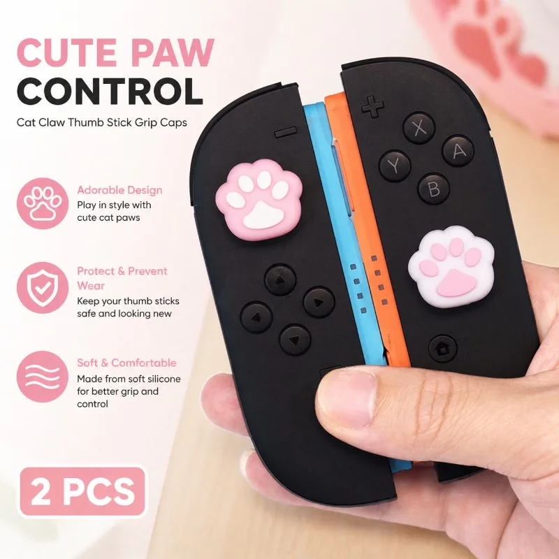 2 Pcs Cat Claw Soft Thumb Stick Grip Cap Joystick Protective Cover For Nintendo Switch 2/NS2 Joy-con Controller Thumbstick Case