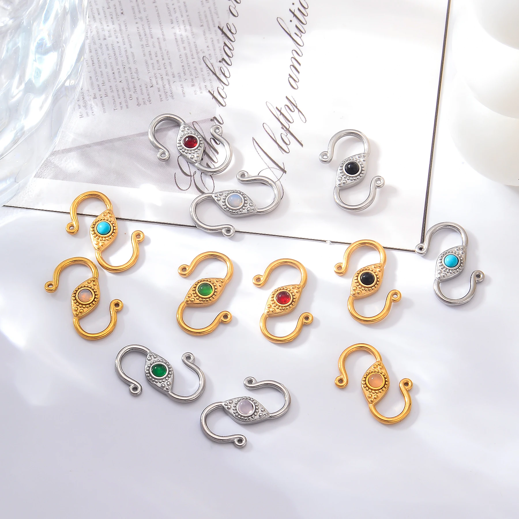 Großhandel 6 Stück Edelstahl Strass S-förmige Verschlüsse Haken Endverschluss Verbinder für Halsketten Armbänder Schmuckherstellung – Detail 4