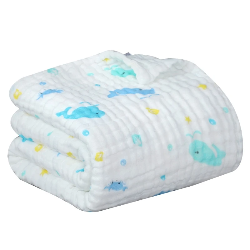 F19F 110x110cm Baby Receiving Blanket 6-Layers Cotton Swaddling Wrap Newborn Quilt Toddler Nap Blanket Infant Bedding