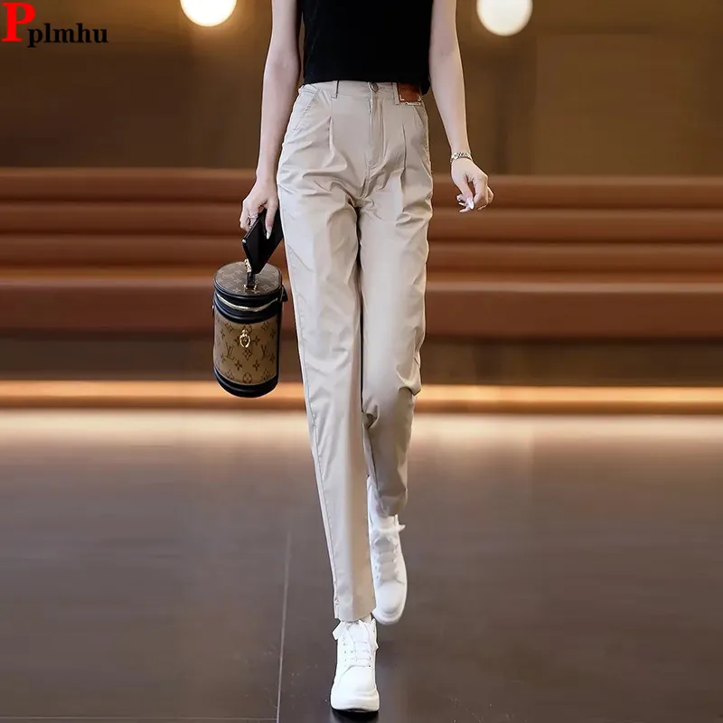 

High Waist Basic OL Ankle-length Straight Pants Summer Casual Trousers Korea Pencil Pantalones New Fashion Broek Women Spodnie