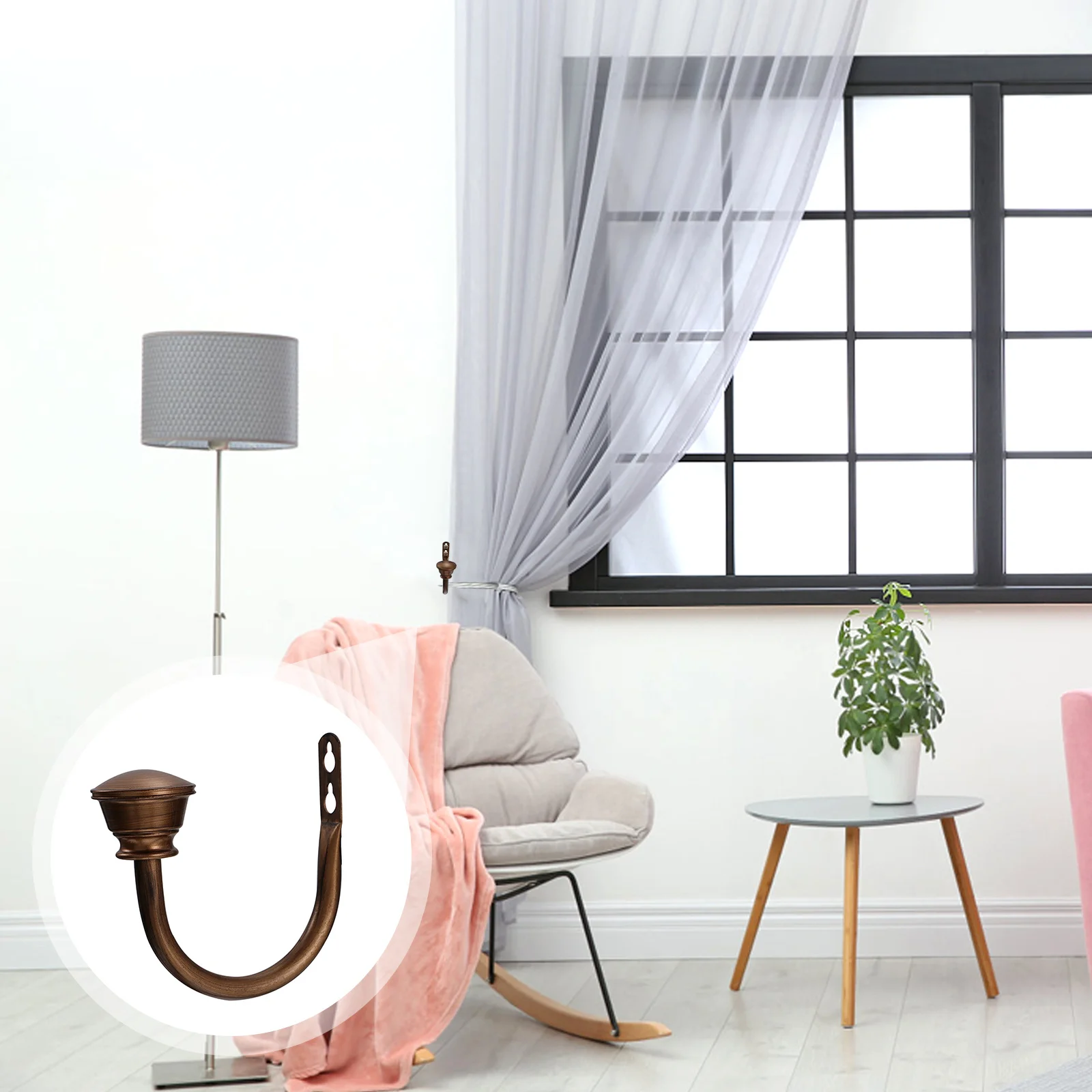 

2Pcs Iron Curtain Hooks U-Shape Holdbacks Wall Mounted Hooks for Drapery Tiebacks Home Door U-Shape Hook