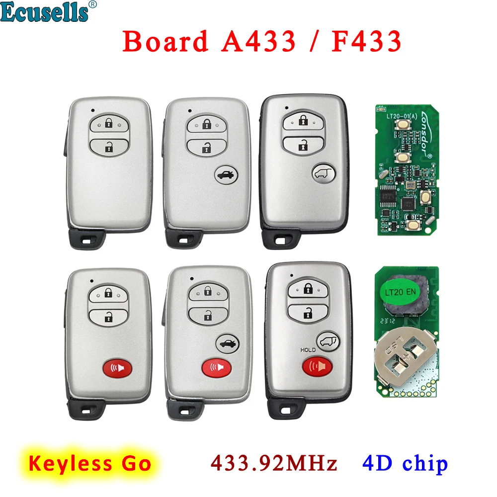 Smart Keyless Go Remote Key Fob 433MHz 4D Chip for Toyota Land Cruiser 2007-2016 Board A433/F433 FCC ID B77EA P1 98