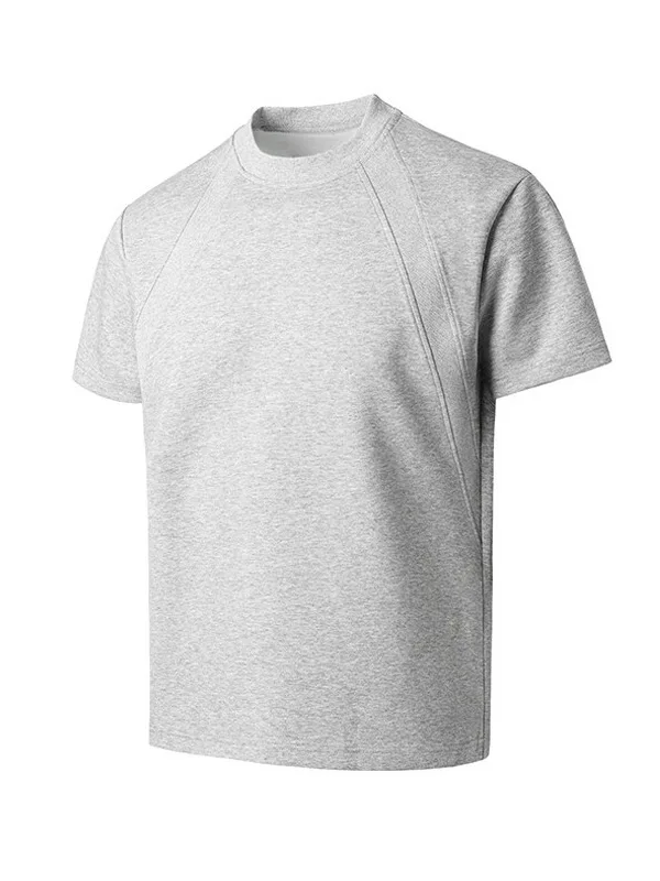 Tshirt man 2026 casual American short-sleeved summer style solid color patchwork round o neck top XXXXXL men's clothing
