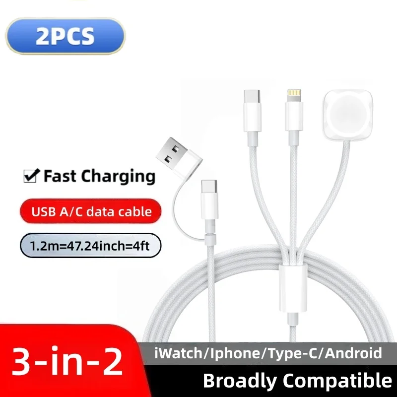 

2 шт./3 шт. 1,2 м белый кабель для зарядки iWatch для беспроводного зарядного устройства iWatch 3 в 2 зарядный провод для iPhone/Android/iWatch