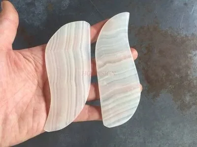 gua sha 실크 포장 백옥 긁기 보드 천연 옥 마사지 얼굴 리프팅 옥 보드 핸들 전통 한약
