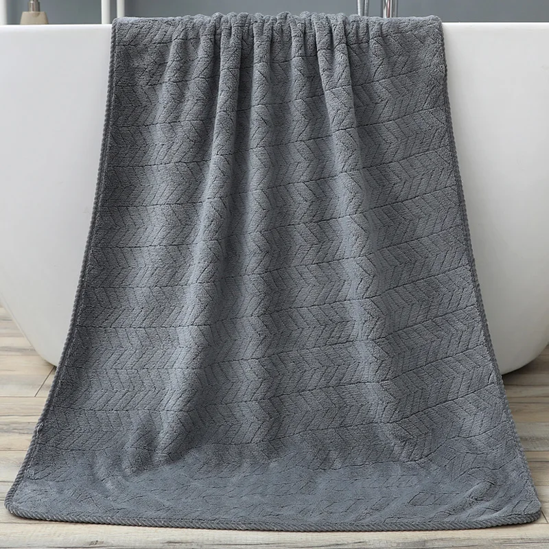 

Thickened Coral velvet bath towel increases water absorption adult bath towel solid colordark grey soft affinity face towel