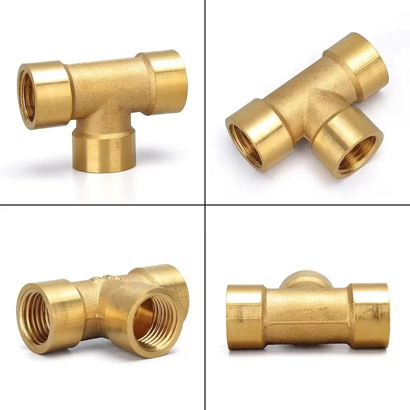 Pneumatic Plumbing Brass Pipe Fitting Male/Female Thread 1/8 1/4 3/8 1/2 BSP Tee Type Copper Fittings Water Oil Gas Adapter
