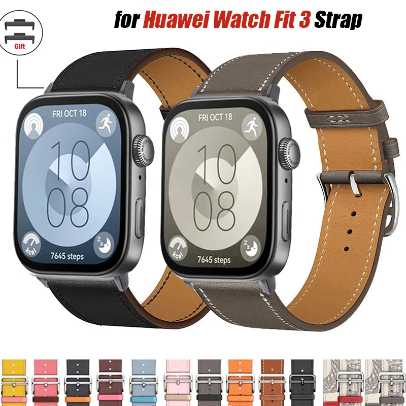 Leather Strap For Huawei Watch Fit 3 Smart Watch Replacement Wristband Sport Bracelet Wrist Band Fit3 Accessories Belt