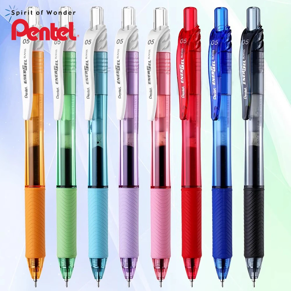 

1 ручка + 3 заправки, японские гелевые ручки Pentel BLN105, быстросохнущие, 0,5 мм, цветной игольчатый наконечник для студентов, для экзаменационных школьных канцелярских принадлежностей