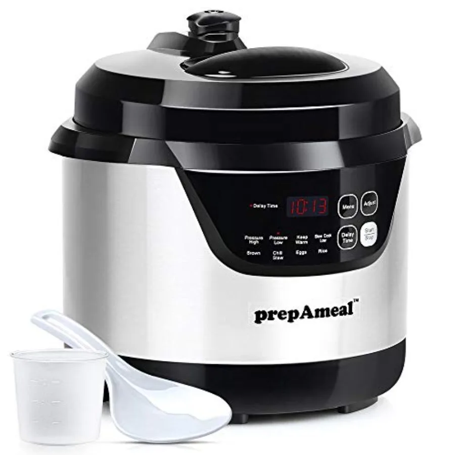 

3 Quart Programmable Electric Pressure Cooker with 8-in-1 Multi-Function Capabilities for Efficient Cooking: Includes Slow Cook