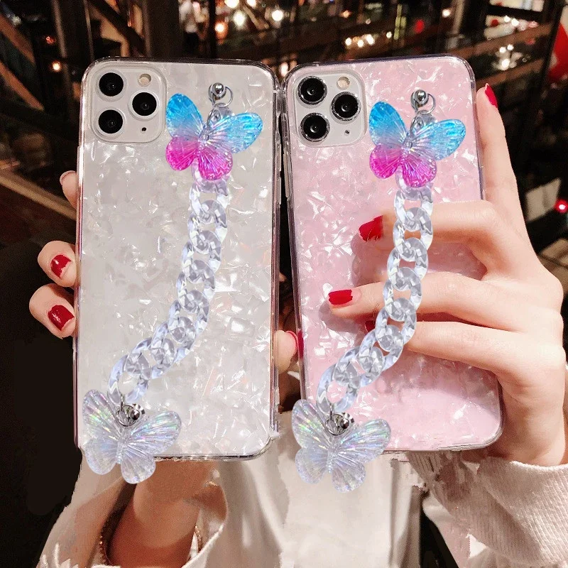 Luxury Brand Bling Diamond Clear Crystal Bracelet Soft Phone Case for IPhone15 15Plus 14Pro 11Pro 12Mini 13 Pro Max Back Cover