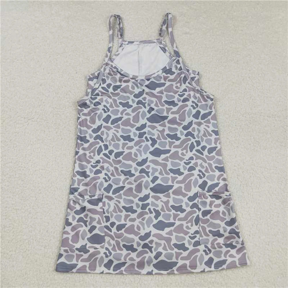 

Серые камуфляжные шорты для йоги для взрослых и женщин, платье с карманами и ремешками, удобная спортивная одежда для фитнеса