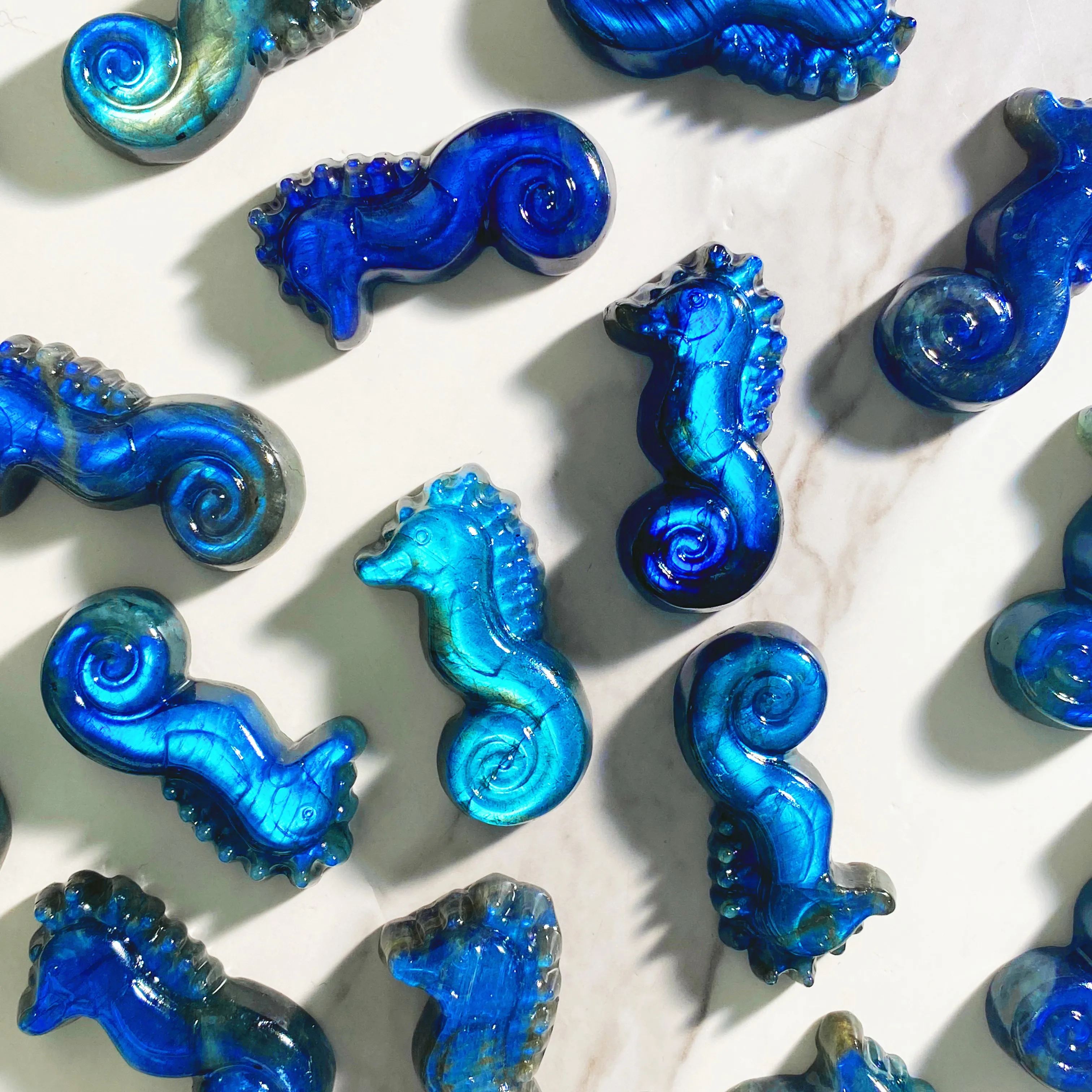 Labradorita caballito de mar tallado de cristal Natural, joyería de piedras preciosas, brillo, cristal curativo, regalo de cumpleaños, alta calidad, 1PC