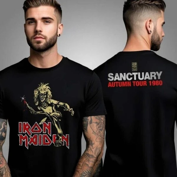 

Ir Maiden Sanctuary Eddie 1980 Tour IM50 Run for Your Lives Tour 2 Sided Tee High-end Luxury Is for Both Men and Women Top Y2k