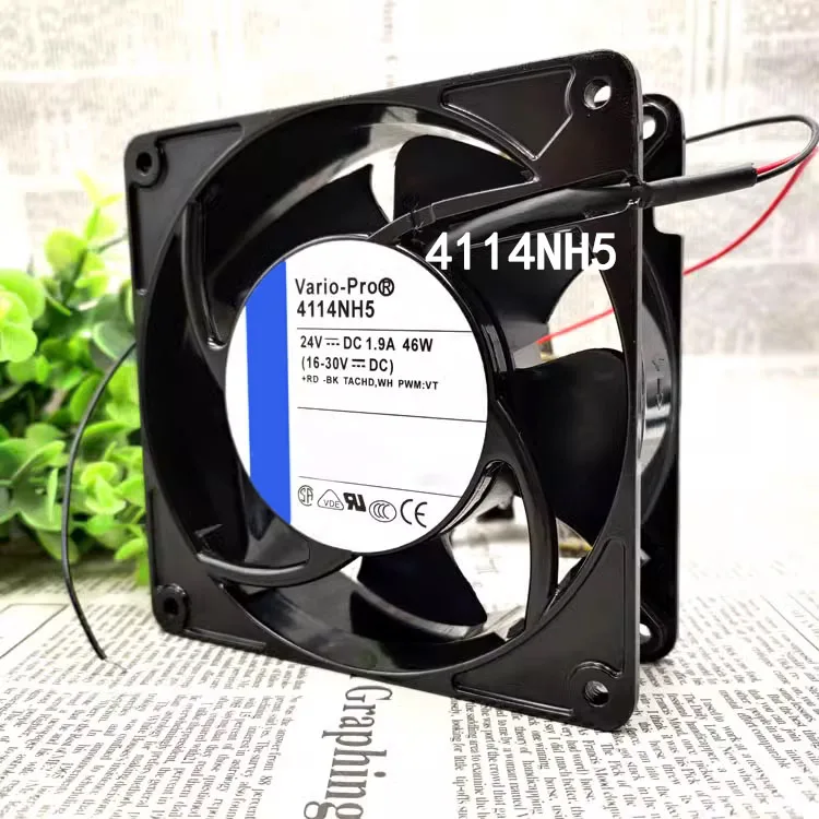 Sealed 120x120x38mm Server Fan 4114NH5 1.9A high air volume fan 46W DC24V All metal Axial flow fan