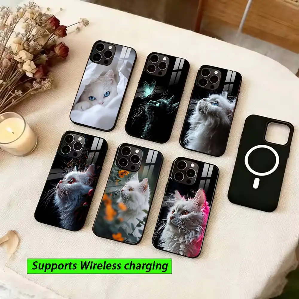 

Blue-Eyed Cat Design Phone Case For iPhone Magnetic 15,16,17,14,13,12,11 Plus,Pro with Wireless Charging