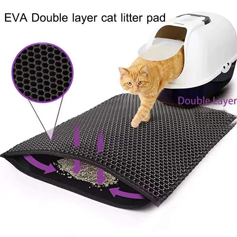 

Cat Litter Mat Waterproof Urine Proof Kitty Litter Mat Honeycomb Double Layer Litter Box Mat Skidproof Soft EVA Cat Litter Mat