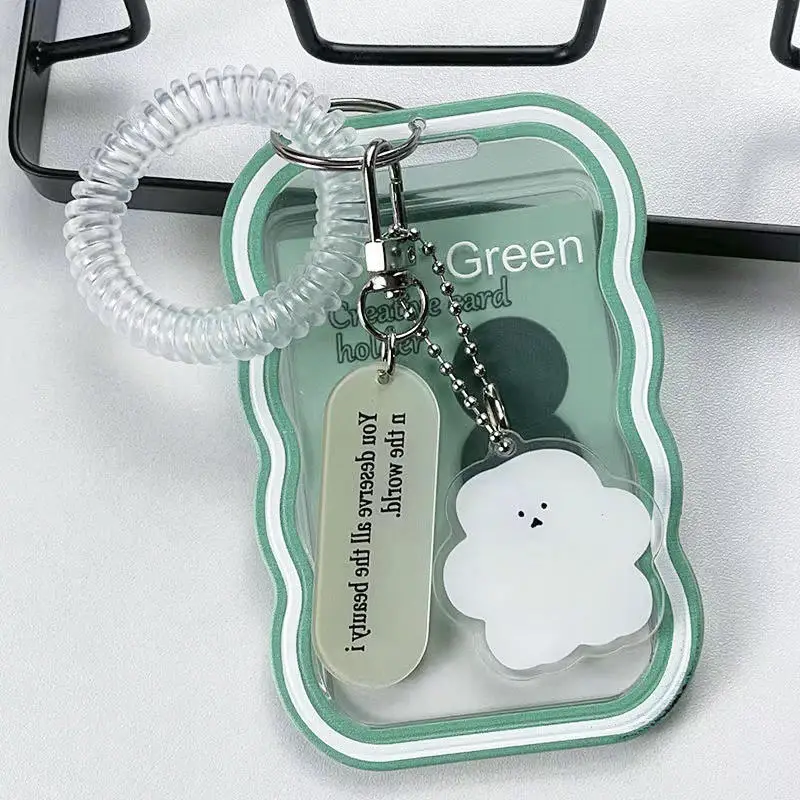 Cardholder Ins Transparent Cardholder Student Bus Campus Meal Card Star Chaser 3-inch Polaroid Spring Pendant Keychain