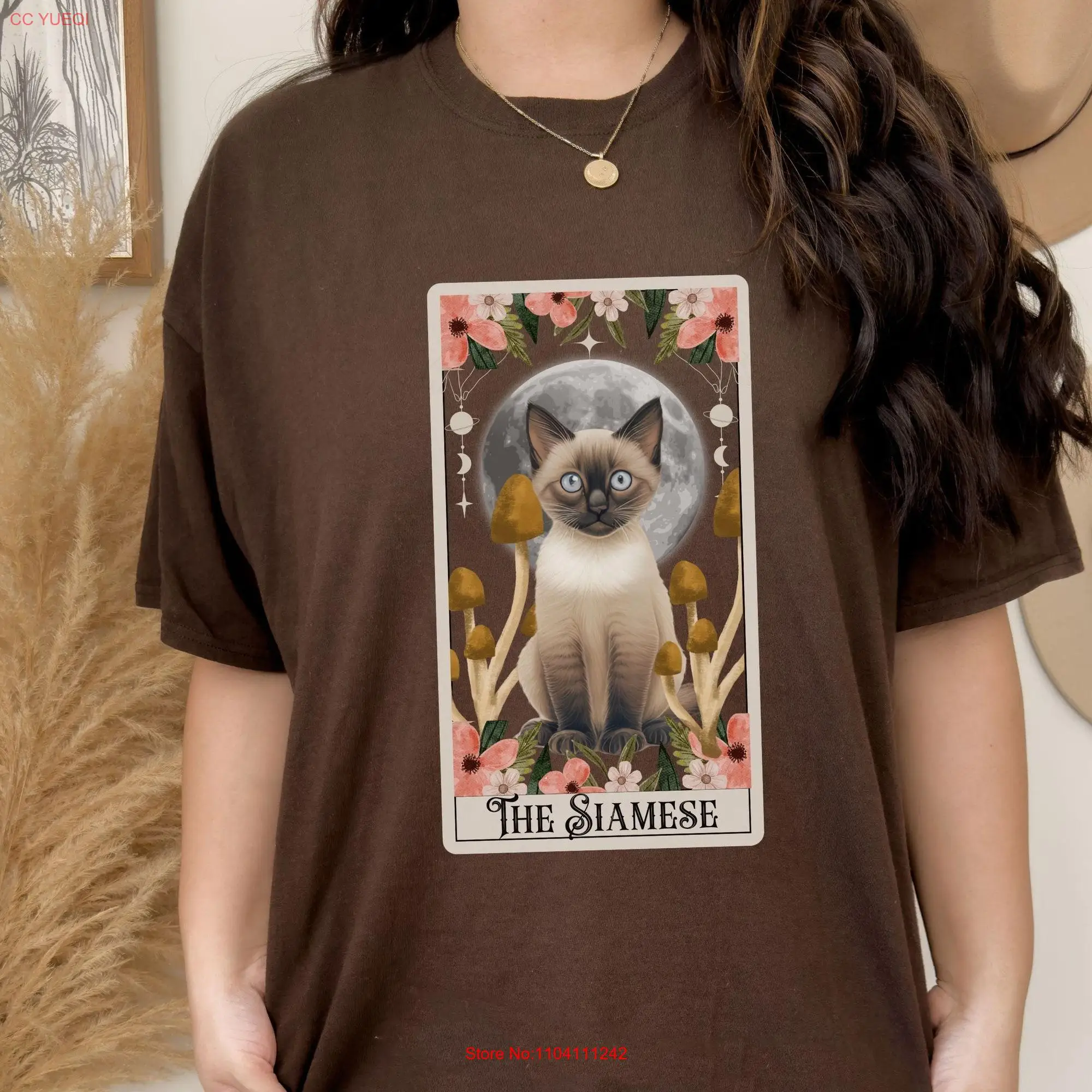 Siamese Cat Tarot Card T Shirt Cats s Mom long or short sleeves