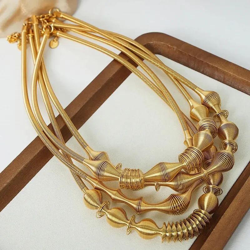 Big Choker Necklace Women Punk Gold Color Irregular Twisted Chain Jewelry Steampunk Women