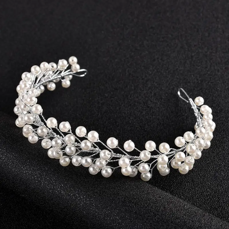 Modisches Perlen-Braut-Haarband mit Kristallen, handgefertigte Ketten-Haarbänder für Damen, für Hochzeit und Party – Detail 8