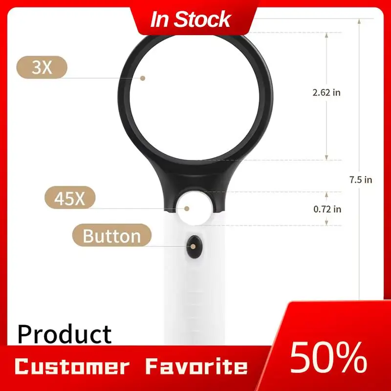 Leitor de ampliação 45X mais poderoso superior AT03 com iluminação LED, lente portátil para leitura e lupa de joias
