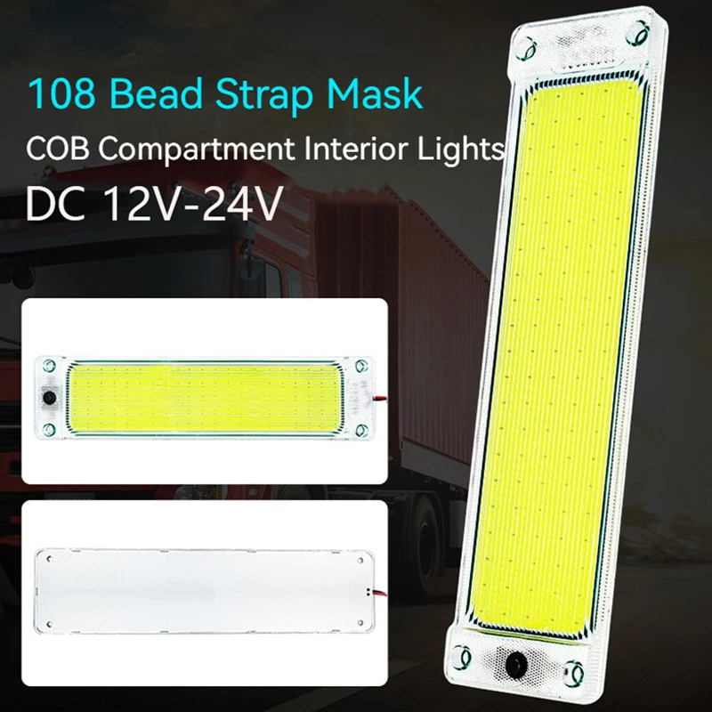 2PCS 108 LEDs Car Interior Light Strip for Truck Boat RV Camping - 12V 24V Indoor Reading Lamp Bar Vehicle Internal Light