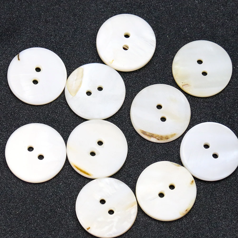 5PCS 30mm 2 Holes Shell Buttons Natural Mother of Pearl Flatback Clothing Embellishments DIY Sewing Craft Scrapbooking Buttons