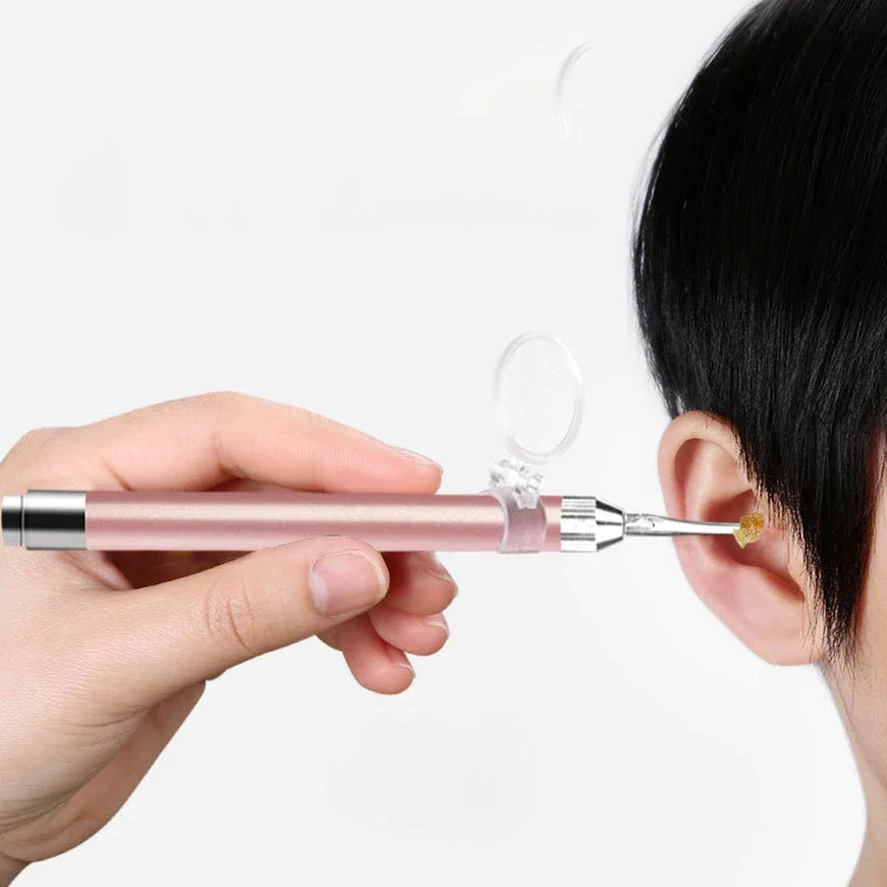 LED FlashLight Earpick Baby Ear Cleaner Endoscope Penlight Spoon Cleaning Ear Curette Light Spoon with Magnifier Ear Wax Removal