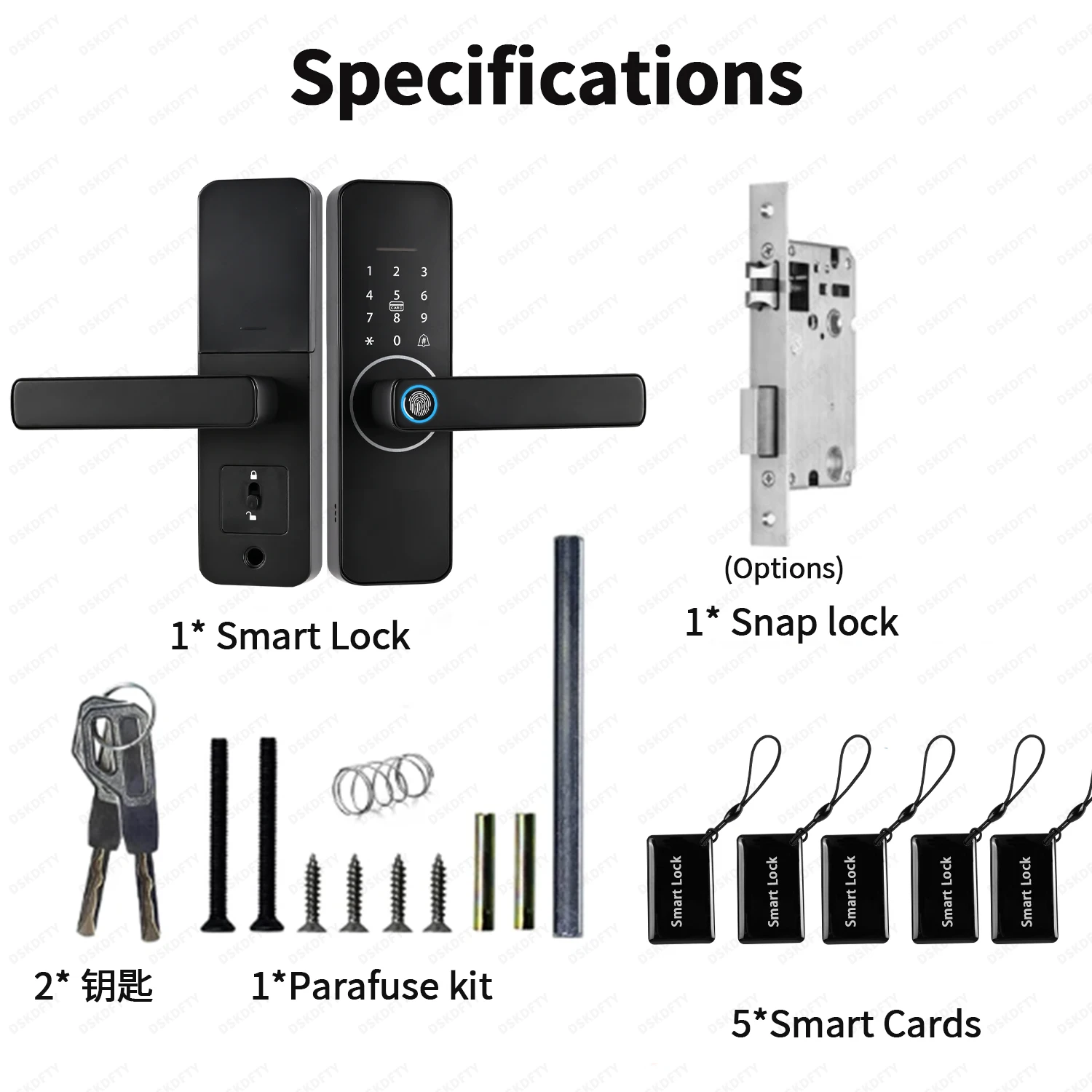 Tuya wifi Electronic Smart Door Lock With Biometric Fingerprint Smart Card Password Key Unlock Apartment Door Lock