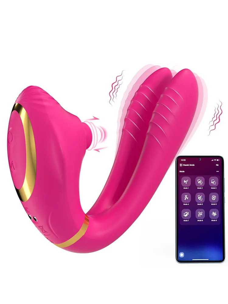 APP هزاز فوز مزدوج مزدوج الاهتزاز المهبل مدلك البظر محفز متعدد التردد تحويل الكبار امرأة لعبة الجنس #1