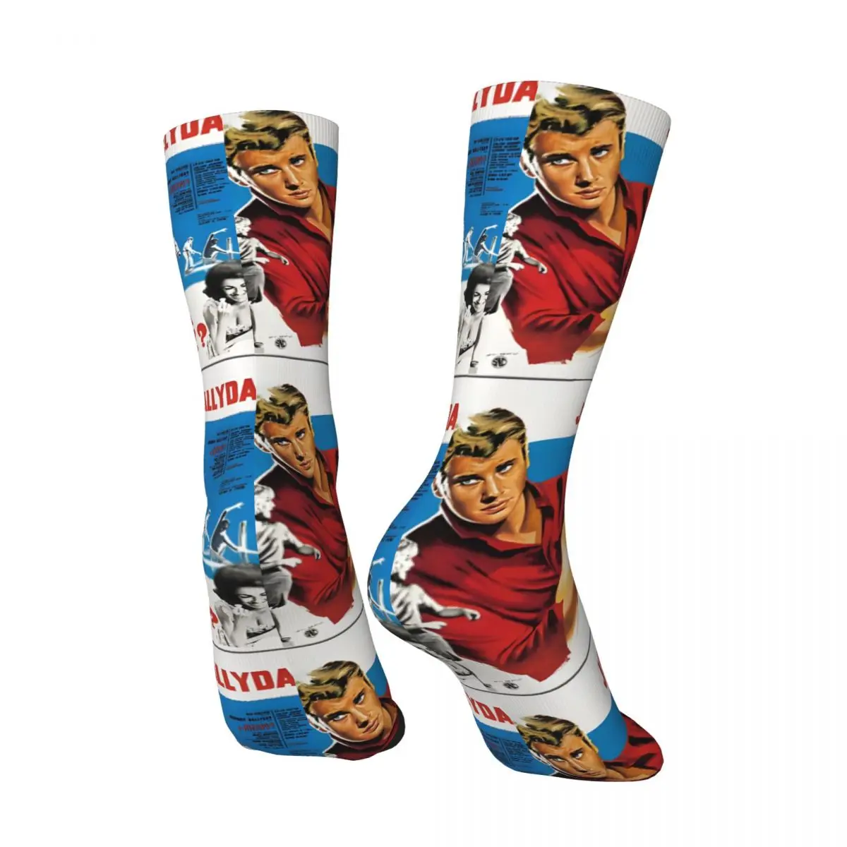 Hallyday Hot Singer Men's Socks Retro Harajuku Johnny Hallyday Street Style Novelty Pattern Crew Sock