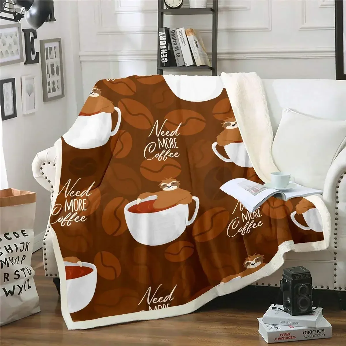 Gilmore-بطانيات شيربا لينة للفتيات ، فانيل رقيق ممتاز ، رمي لسرير أريكة ، أنا أشرب القهوة مثل ، طوال الموسم ، شيربا #1