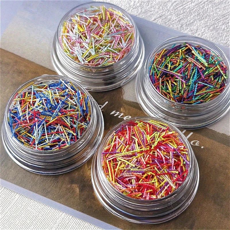 

4 коробки/компл., короткие нашивки для дизайна ногтей, блестки, лента для торта, цветная лента, шелковая нить, шпилька для ногтей, чехол для телефона, украшения своими руками, аксессуары