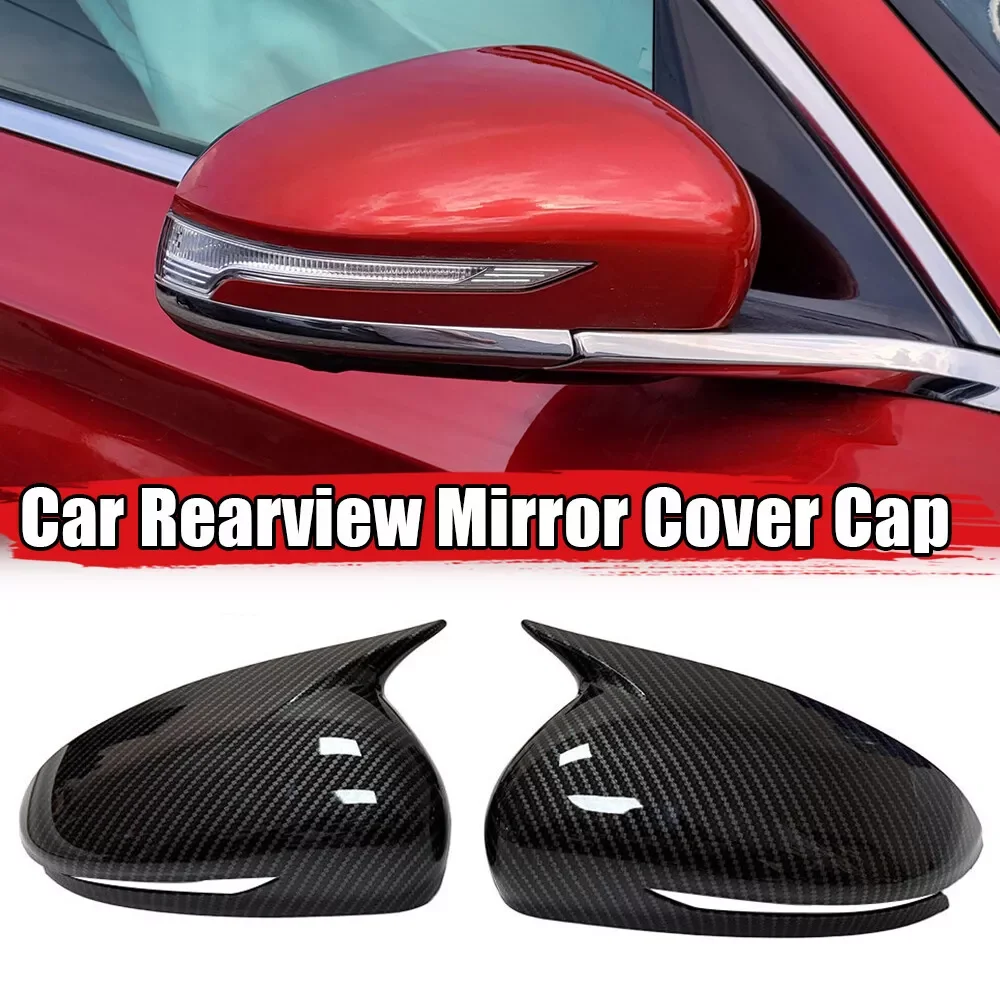 ل Genesis G70 2017-2023 سيارة ملصق الرؤية الخلفية غطاء مرآة جانبية غطاء الجناح الباب الخارجي الرؤية الخلفية حالة الكسوة ألياف الكربون نظرة #1