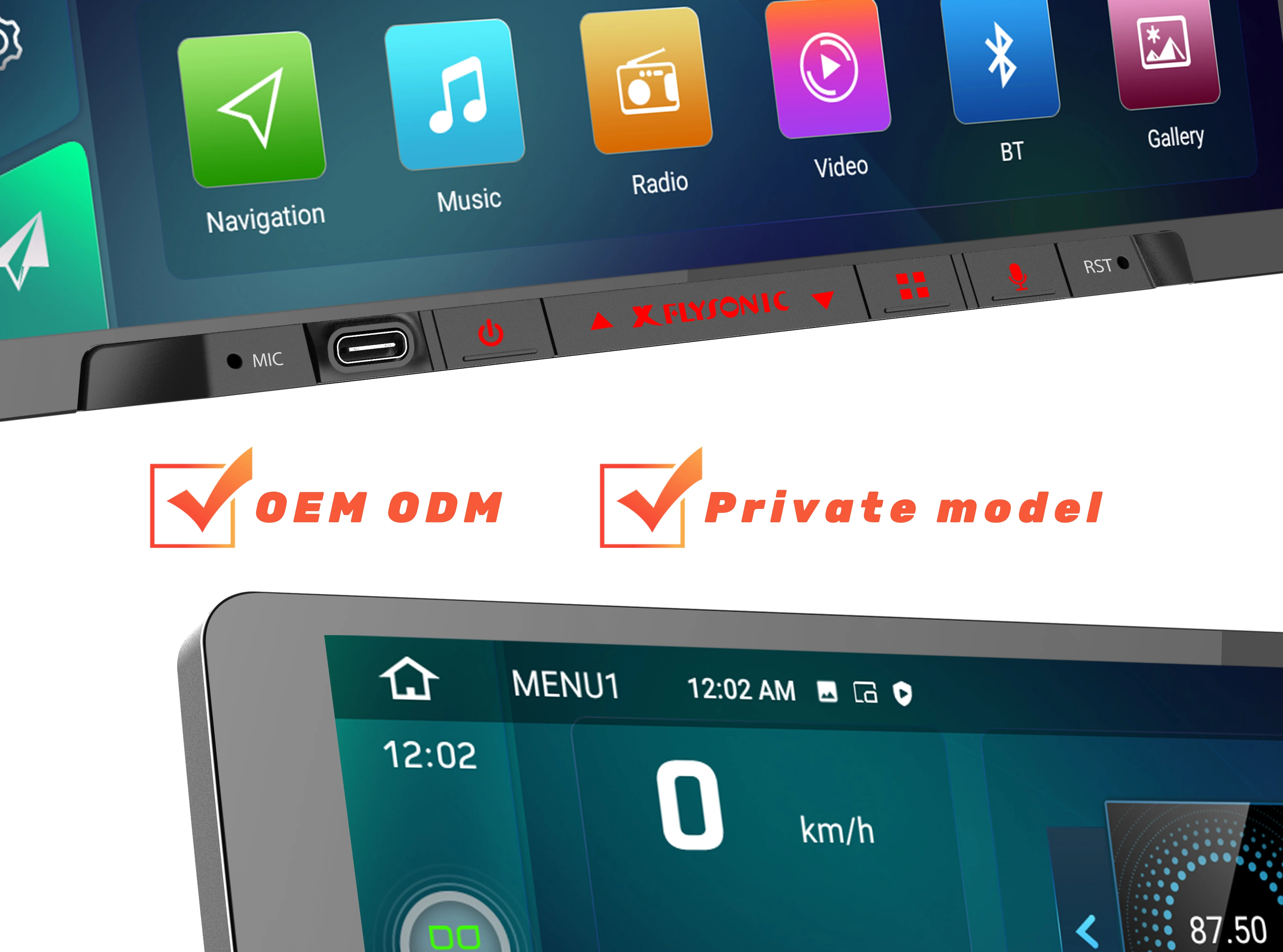 Flysonic Dashboard 9 10 Inch  Screen 2 Din  Car Dvd Player Stereo 2+32GB Car Navigation Screen Android Car Radio