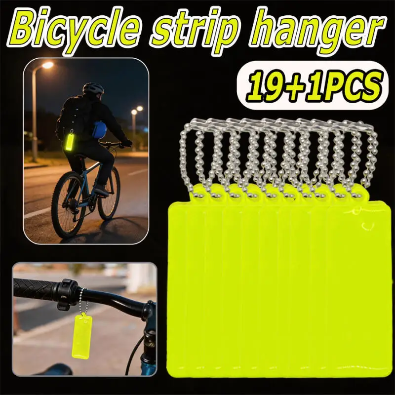 20PCS-Long strip bicycle reflective pendant, keychain DIY accessory. Traffic Safety Reflective pendant Key Ring Keychain