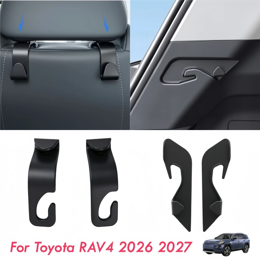 For Toyota Rav4 2026 2027 Car Seatback Hooks & Rear Trunk Side Hook 6th RAV4 XA60 Purse Grocery Bag Handbag Hat Hanger